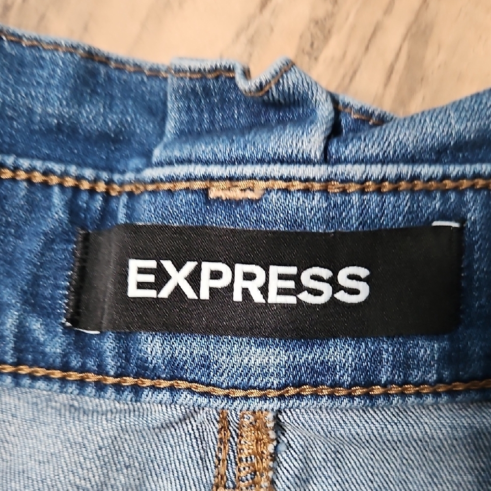 Express Shortie Super High Rise Retro Denim Women's Shorts - Picture 3 of 11